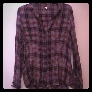 treasure & bond - purple small plaid flannel shirt